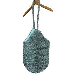 NEW WITHOUT TAGS Beautiful Multi Shades of Blue Raffia Hobo Lined Bag